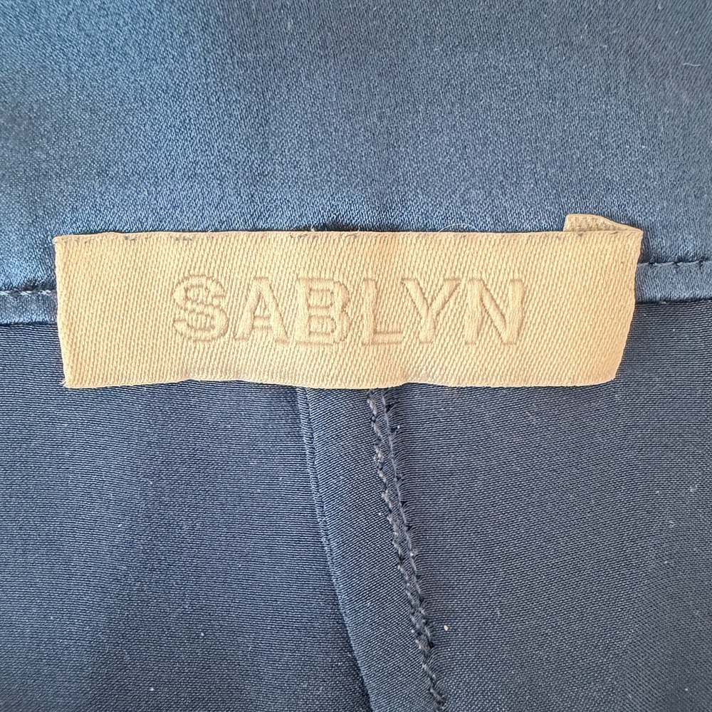 Sablyn Emerson Pleated Silk Pants in Midnight Navy, Size Small - Picture 16 of 16